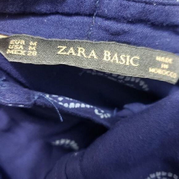 Zara Navy Blue Paisley Button Down Shirt - Picture 8 of 9